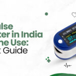 a pulse oximeter for home use with a vibrant display of SpO2 and PR readings. Text overlay highlights 'Best Pulse Oximeter in India for Home Use: A Quick Guide'