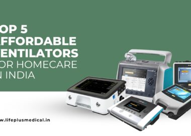 Top 5 affordable ventilators for home care in India – A selection of modern, compact, and portable ventilators displayed against a green background